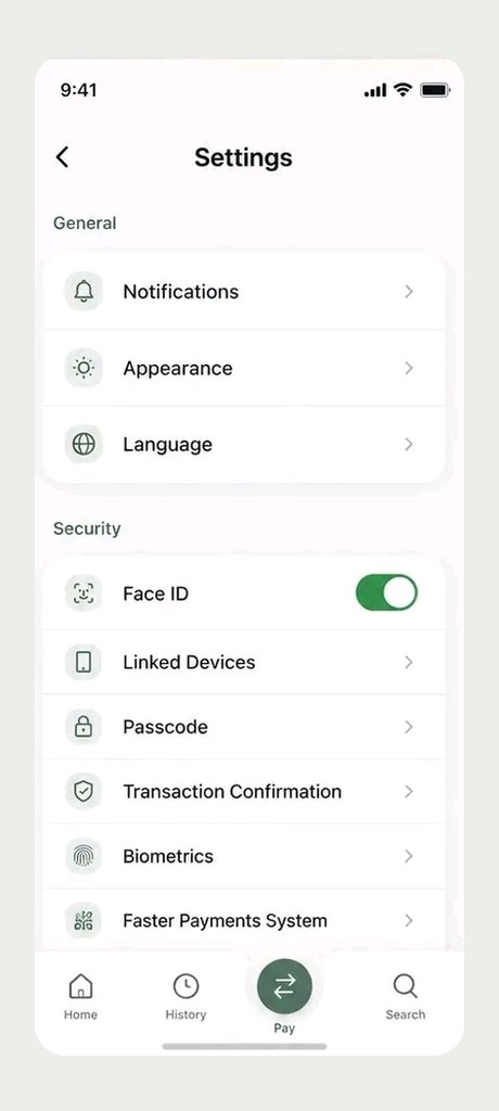 Redesigned settings screen